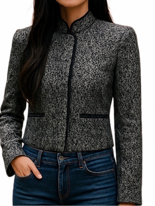Nwt Theory Myleen Tweed Cropped Jacket In Winterberry Blue- Size 8